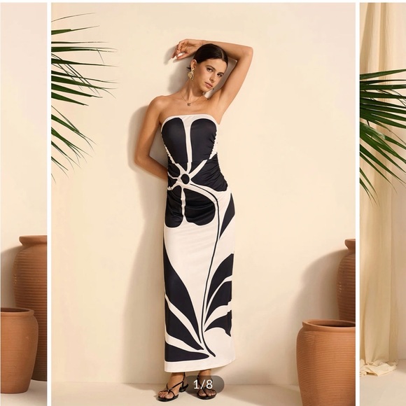 Commense Dresses & Skirts - Commense Monochrome Strapless Maxi Dress